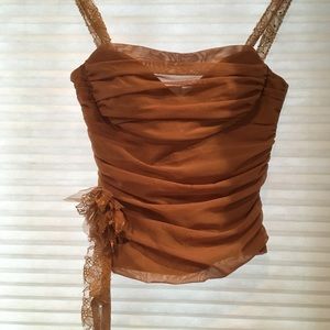 BCBG MaxAzria gold bustier corset top